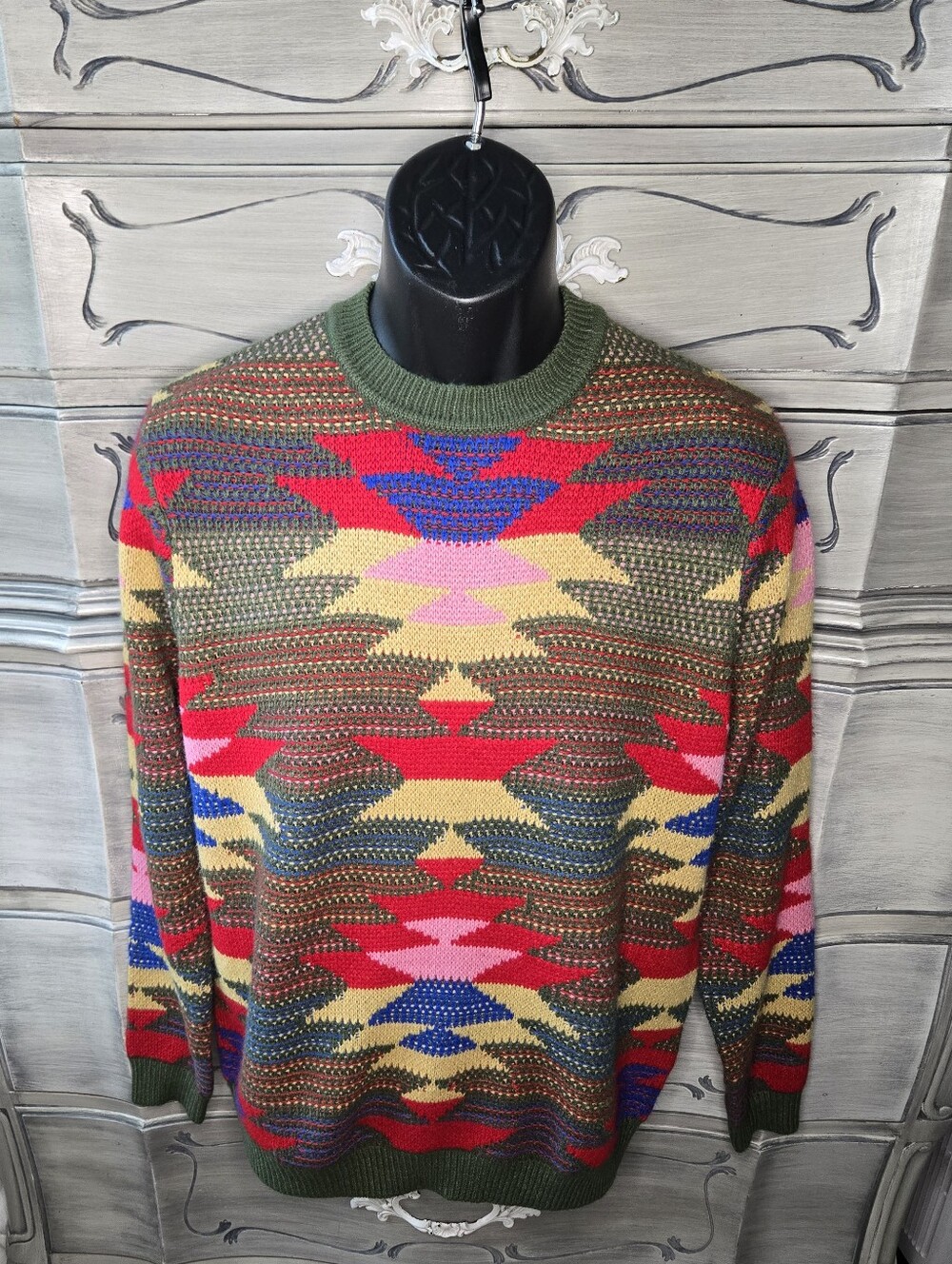 Asos Design Multicolor Patterned Crewneck Sweater